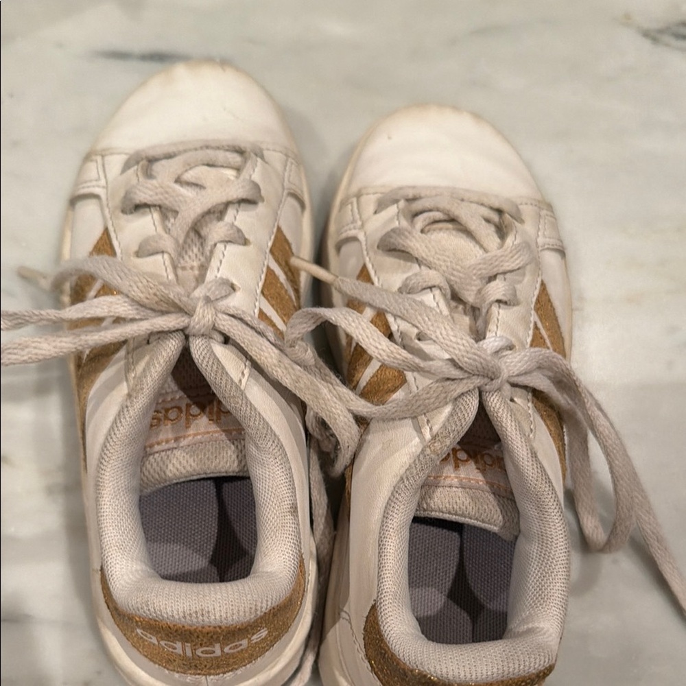 adidas Kids White and Brown Casual Sneakers